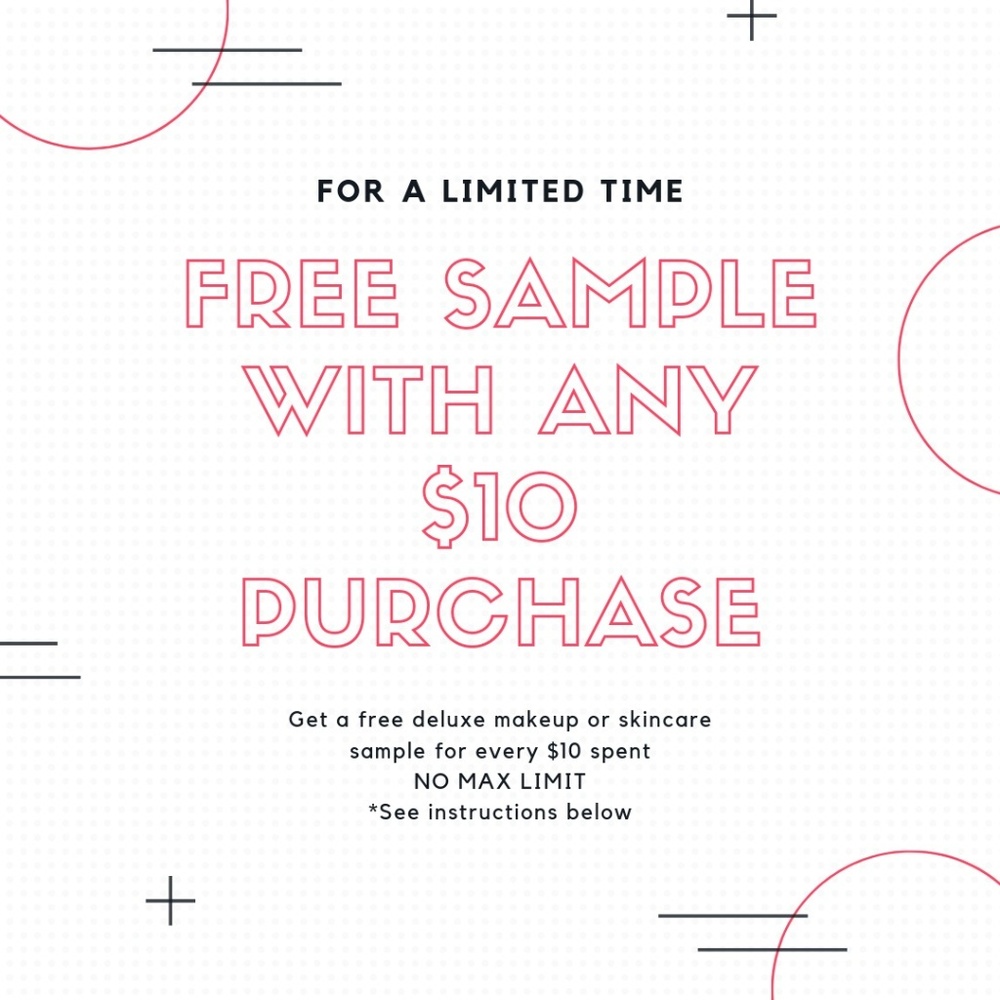 FREE DELUXE MAKEUP SKINCARE SAMPLES WITH PURCHASE